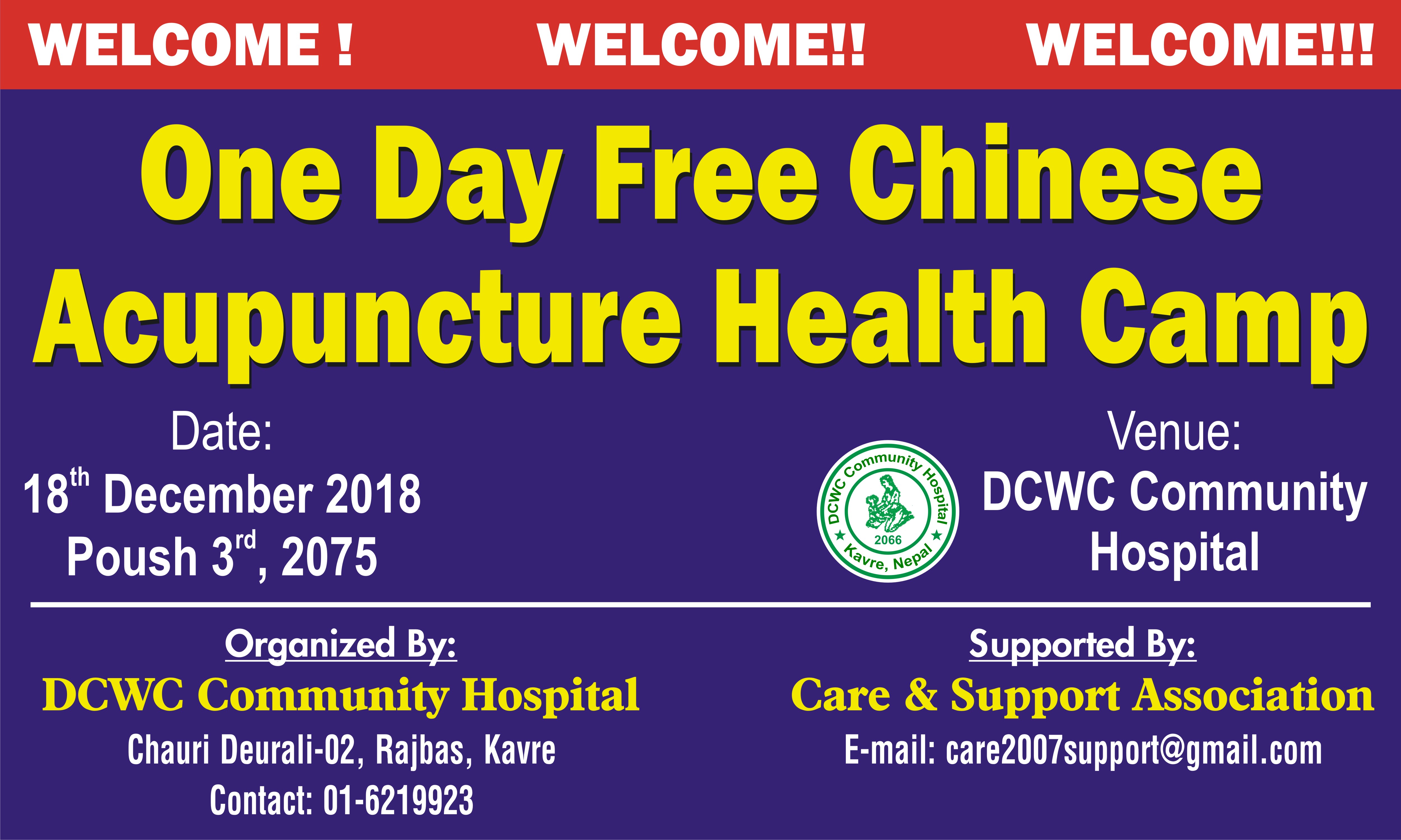 One Day Free Chinese Acupuncture Health Camp