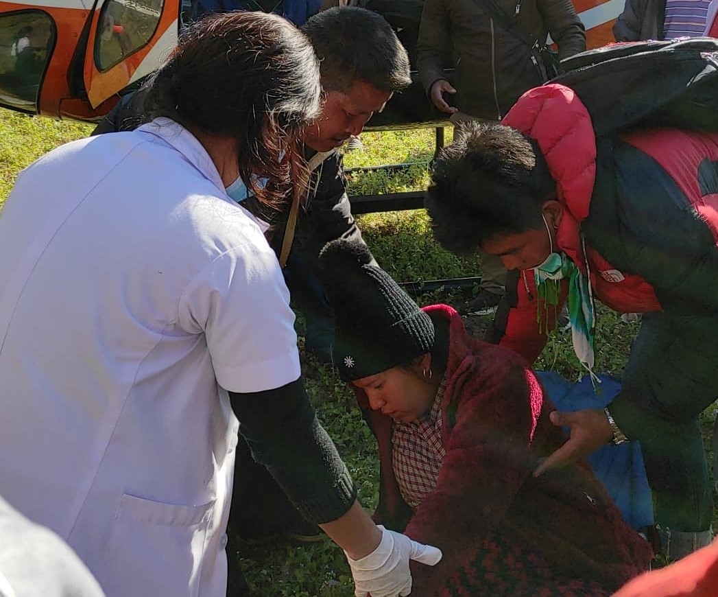 Patient send to city hospital via Helicopter